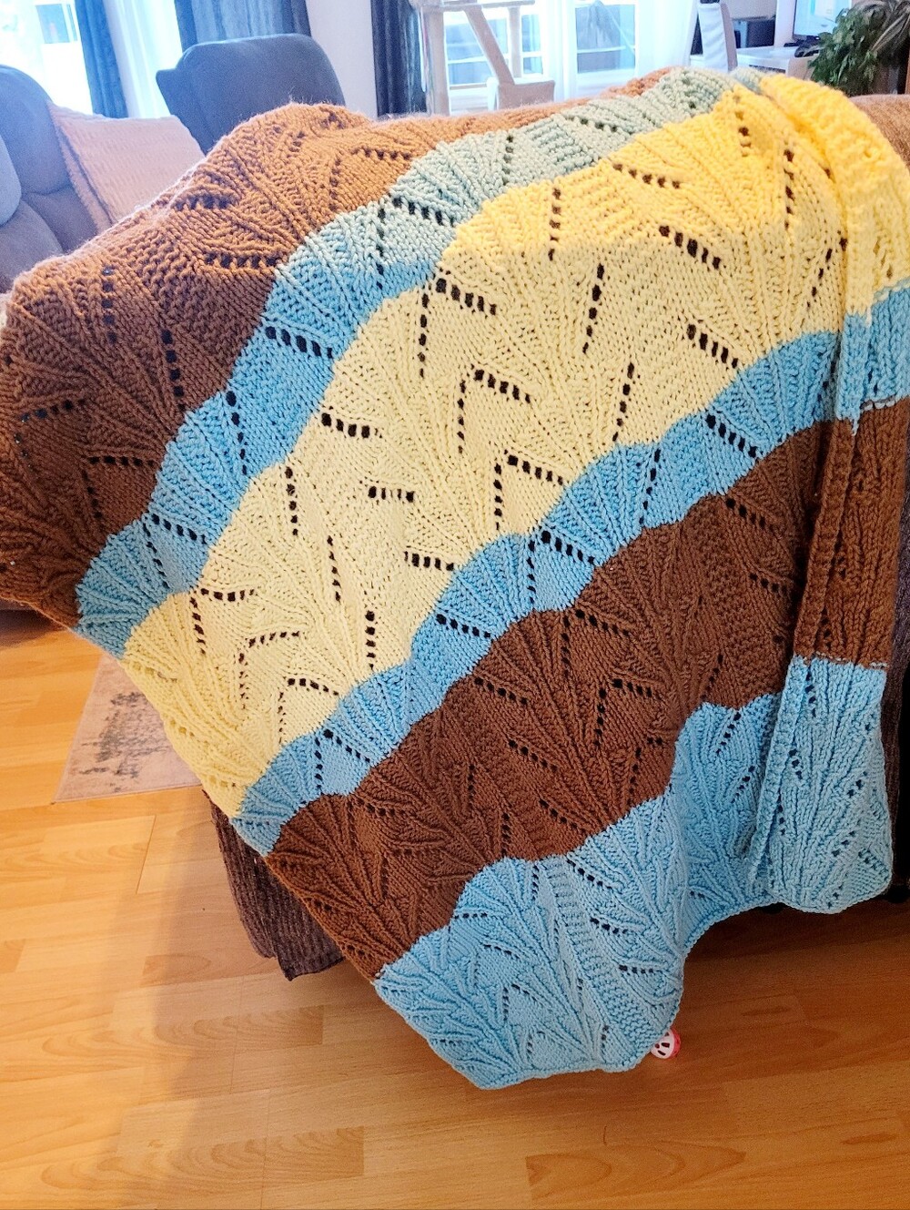 Hand Knit Blanket 3feet By 2 Feet